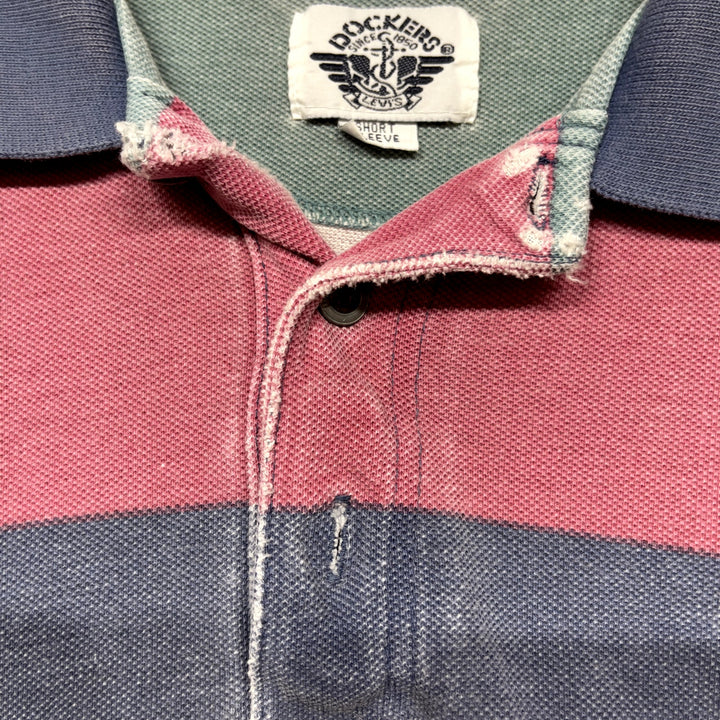 Vintage Dockers Faded Striped Polo shirt size Medium