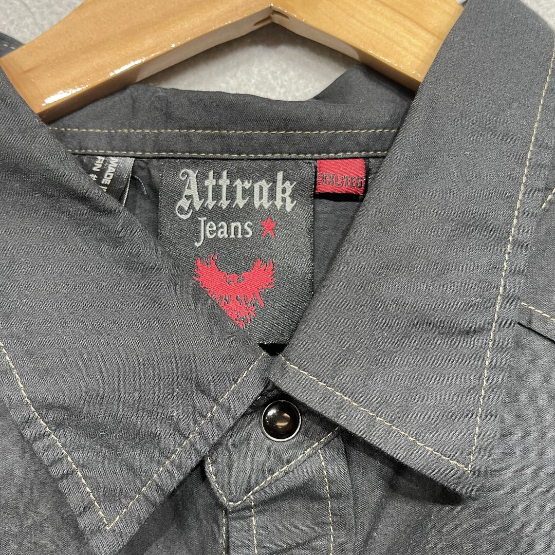Vintage Y2K Attrak Jeans Button Down Shirt Size XXL
