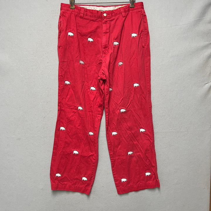 Washed Stone And Beaten Embroidered Pig Arkansas Pants Size 33x27