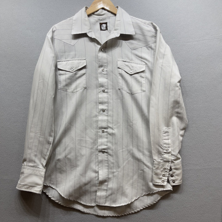 Vintage Karman Gray Double Pocket Long Sleeve Western Button Up Size XL
