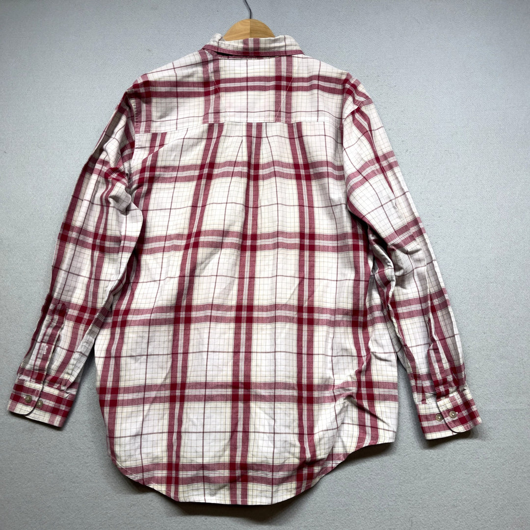 Vintage Wrangler Rugged Wear Plaid Button Down Shirt Size Large