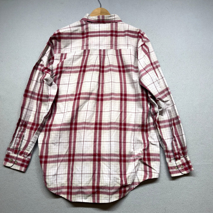 Vintage Wrangler Rugged Wear Plaid Button Down Shirt Size Large