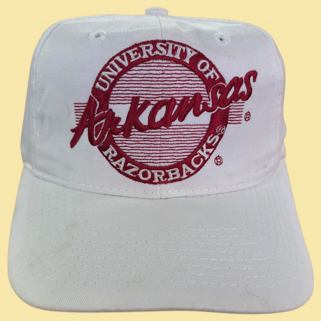 Vintage 90s Arkansas The Game College Bars Snapback Hat