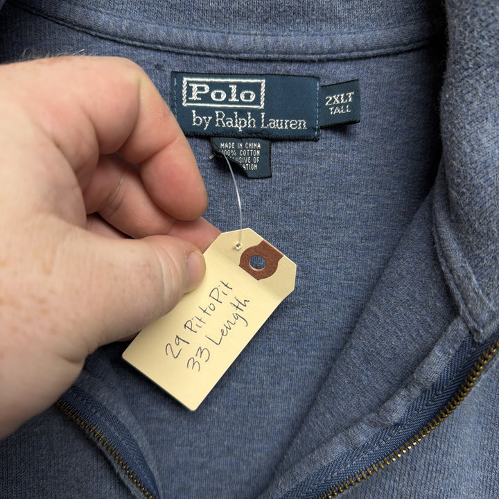 Vintage Polo Ralph Lauren Blue Quarter Zip Sweatshirt Size XXL Tall