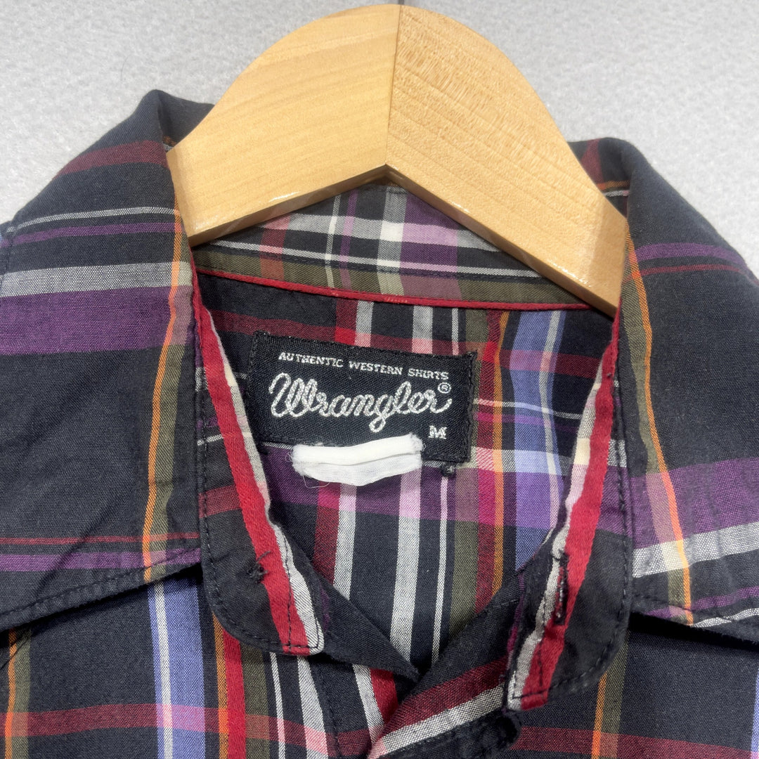 Vintage Wrangler Plaid Pearl Snap Shirt Size Medium