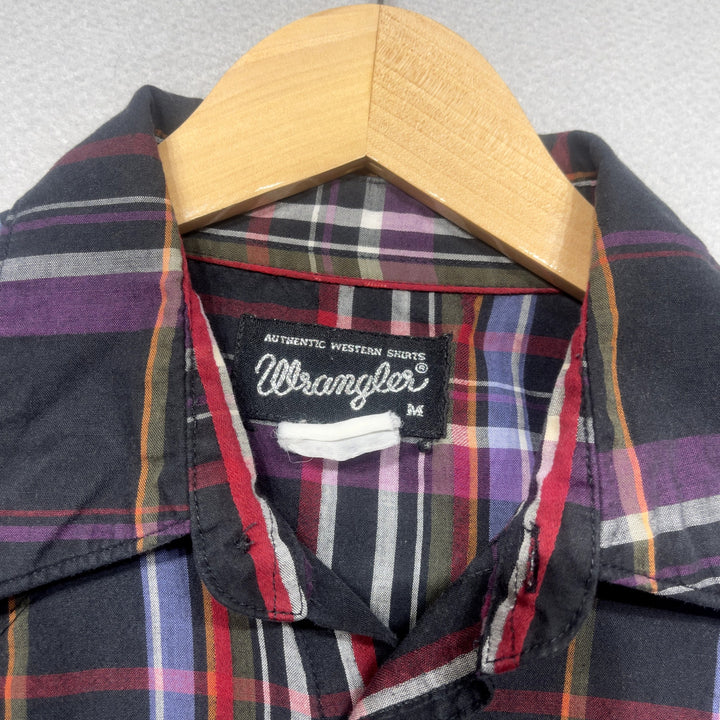 Vintage Wrangler Plaid Pearl Snap Shirt Size Medium