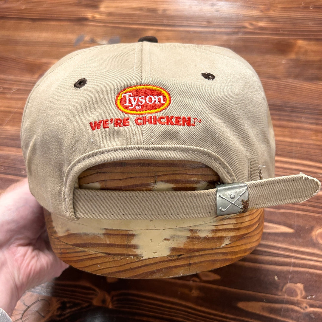 90's Tyson Foods Tan K Products Leather Strapback Hat