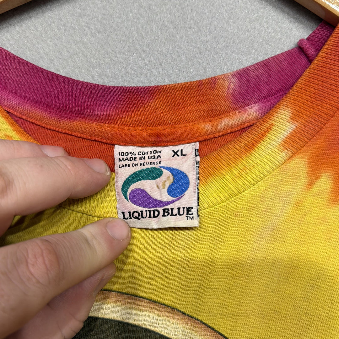 Vintage 90s Grateful Dead Space Your Face Liquid Blue Tie Dye T Shirt Size XL