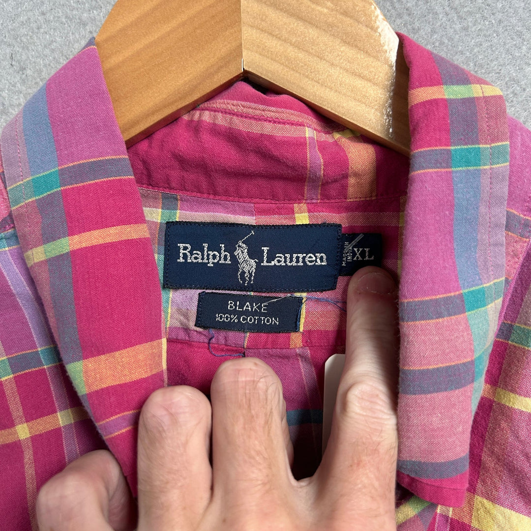 Vintage Polo Ralph Lauren Pink Plaid Blake Shirt Size XL