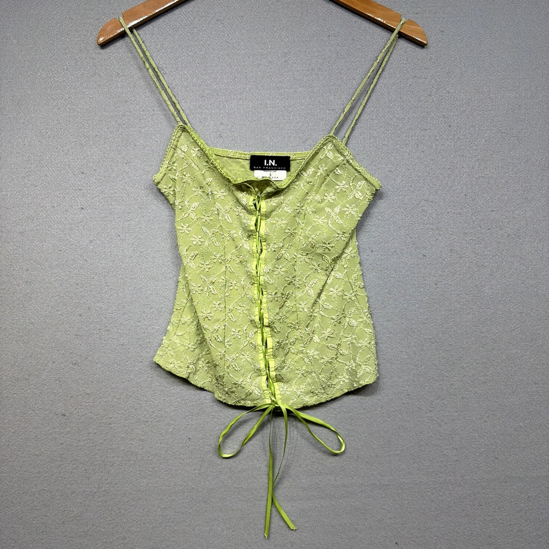 Vintage I.N. San Francisco Green Y2K Tank Top Size Small