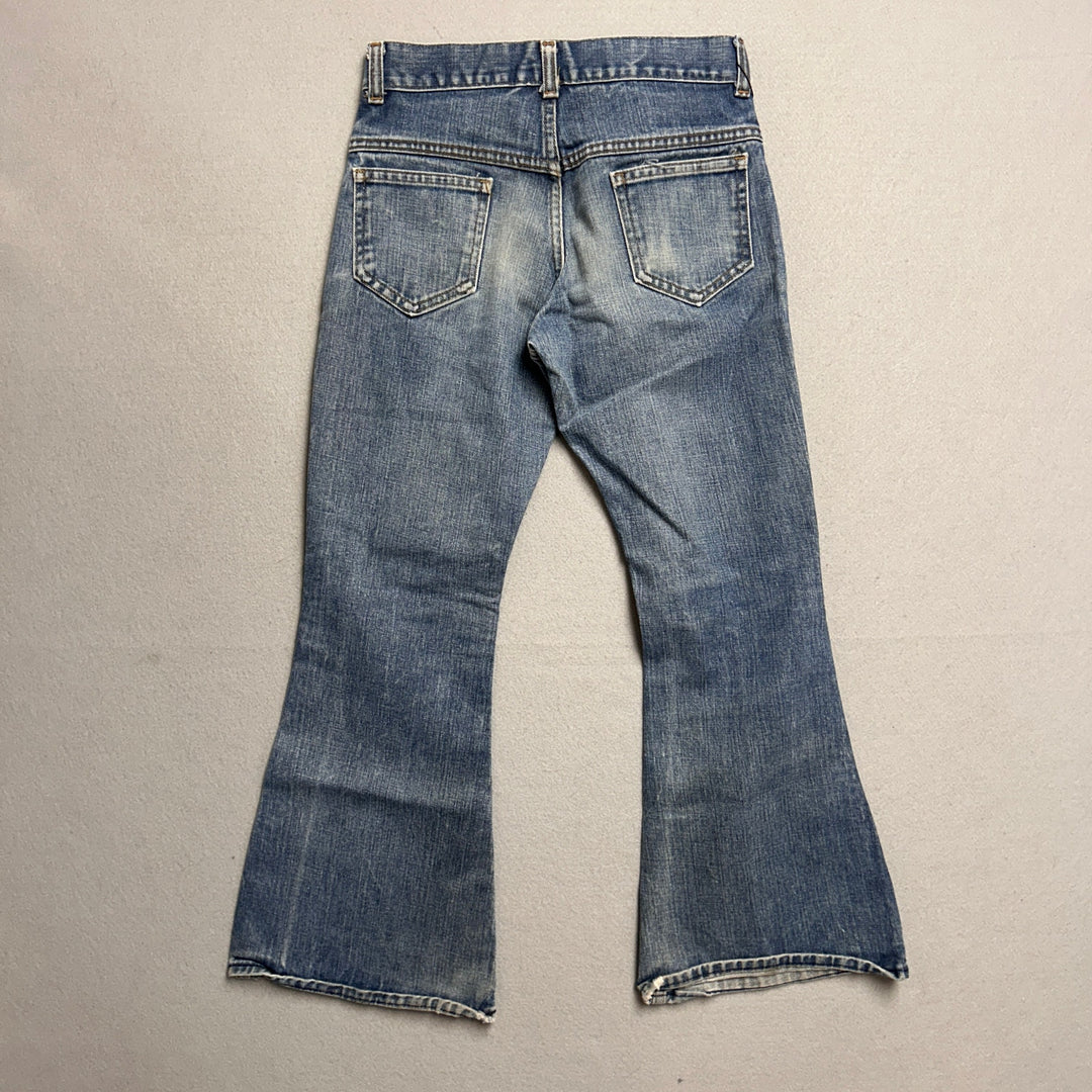 Vintage 70's Sears Flared Leg Distressed Jeans Size 28x27