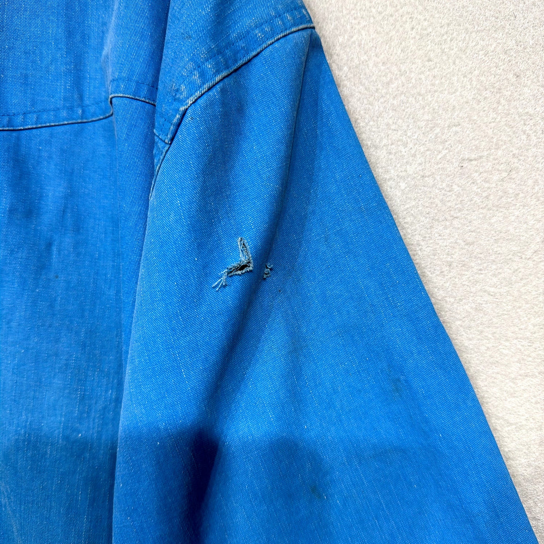 Vintage Wrangler Brushpopper Blue Snap Bomber Jacket Size XXL