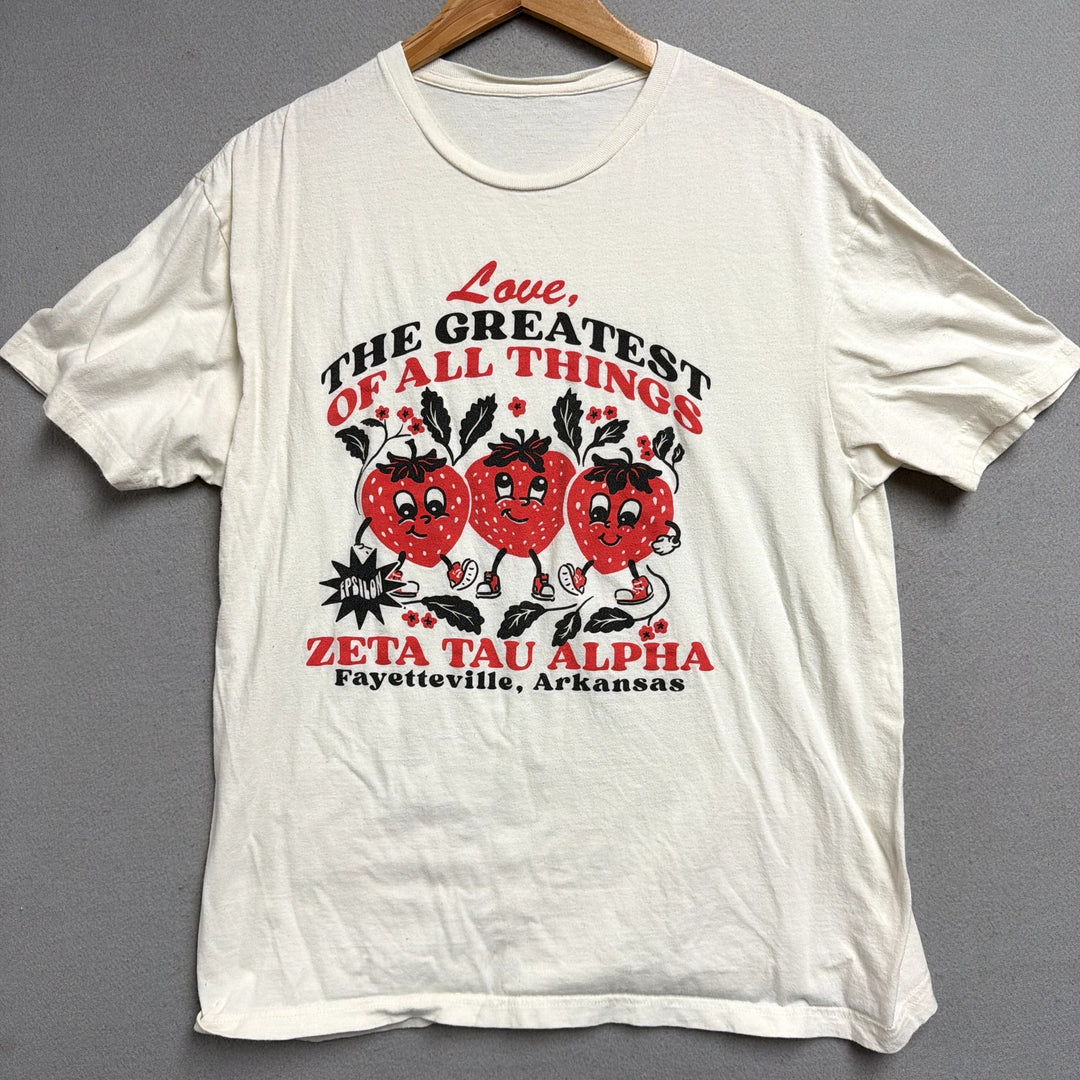 Arkansas Zeta Tau Alpha Sorority Strawberry T Shirt size Medium