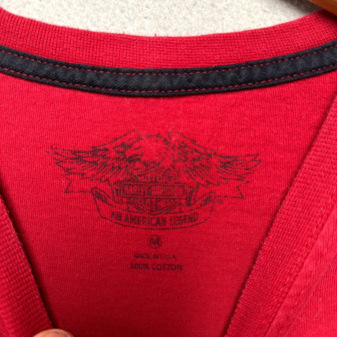 Harley Davidson Red Flocked T Shirt size Medium