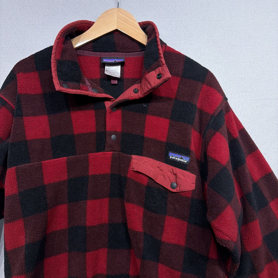 Patagonia Buffalo Check Plaid Snap T Fleece Sweater Jacket Size Medium
