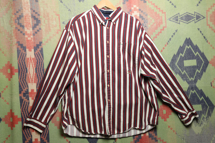 Tommy Hilfiger Vintage Striped Shirt XL 90s Prep VTG Polo