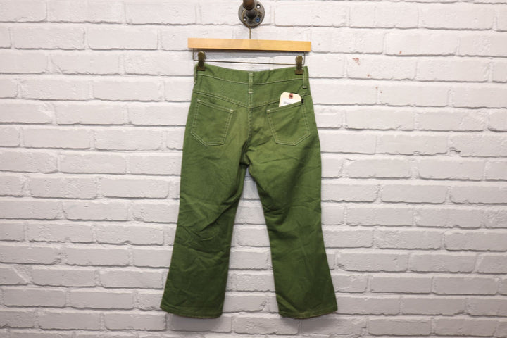 70s kids green flared pants size 26/22