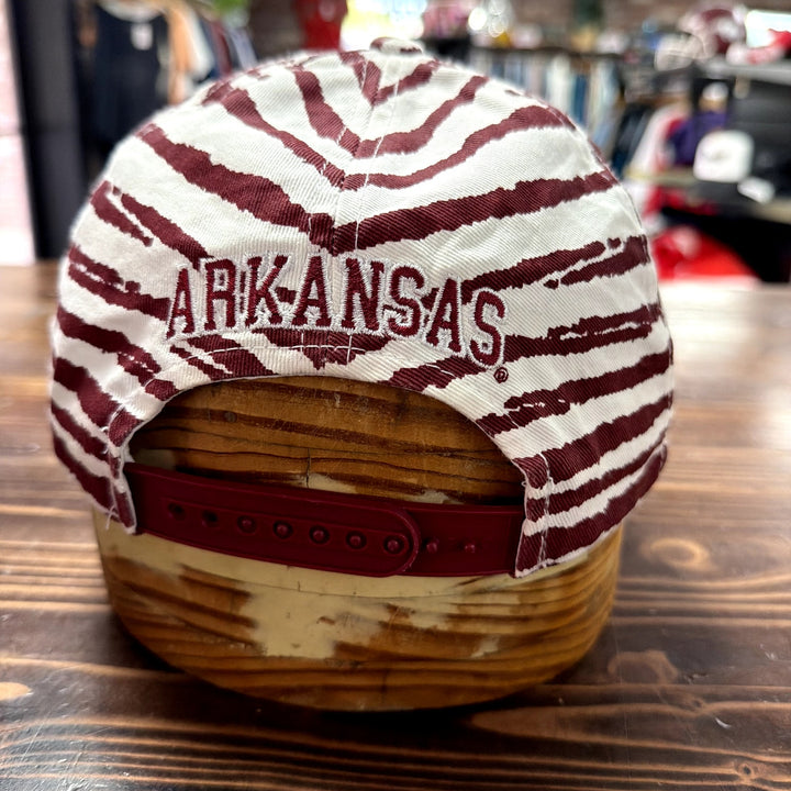 Vintage Arkansas Razorbacks Zubaz Striped Snapback Hat