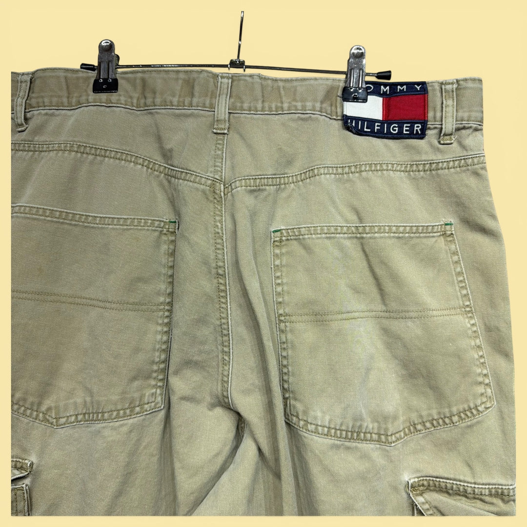 Vintage 90s Tommy Hilfiger Flag Patch Cargo Pants Size 34