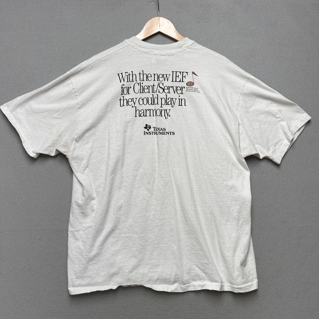 Vintage Buddy holly and Beethoven Texas Instruments Software T Shirt Size Xl