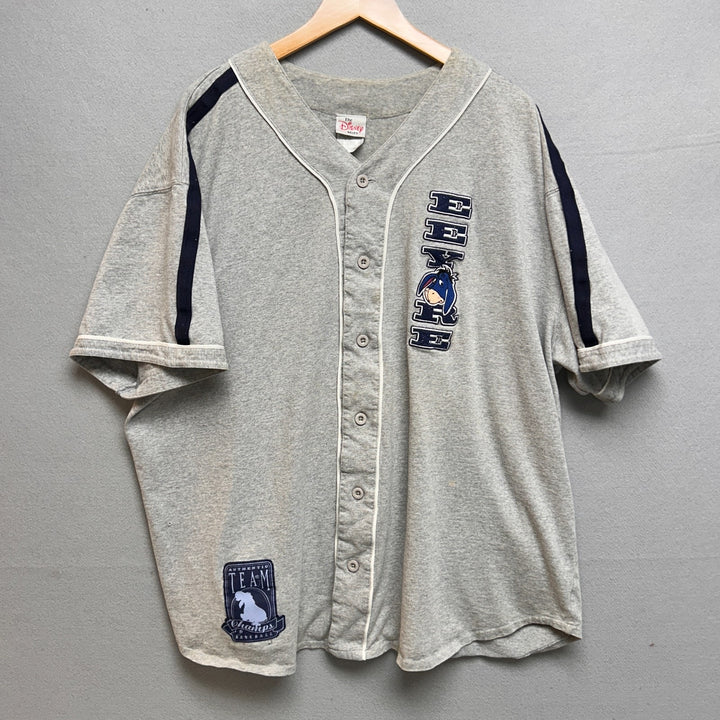 Vintage Disney Store Eeyore Baseball Jersey Shirt Gray Blue Size 2XL Winnie Pooh