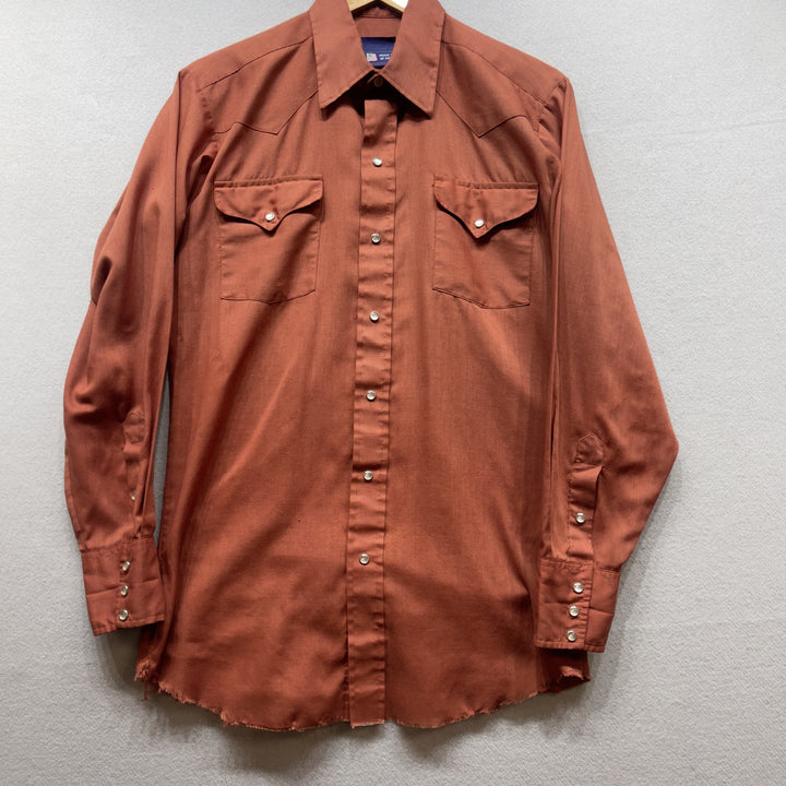 Vintage Panhandle Slim Orange Western Pearl Snap Button Up Medium