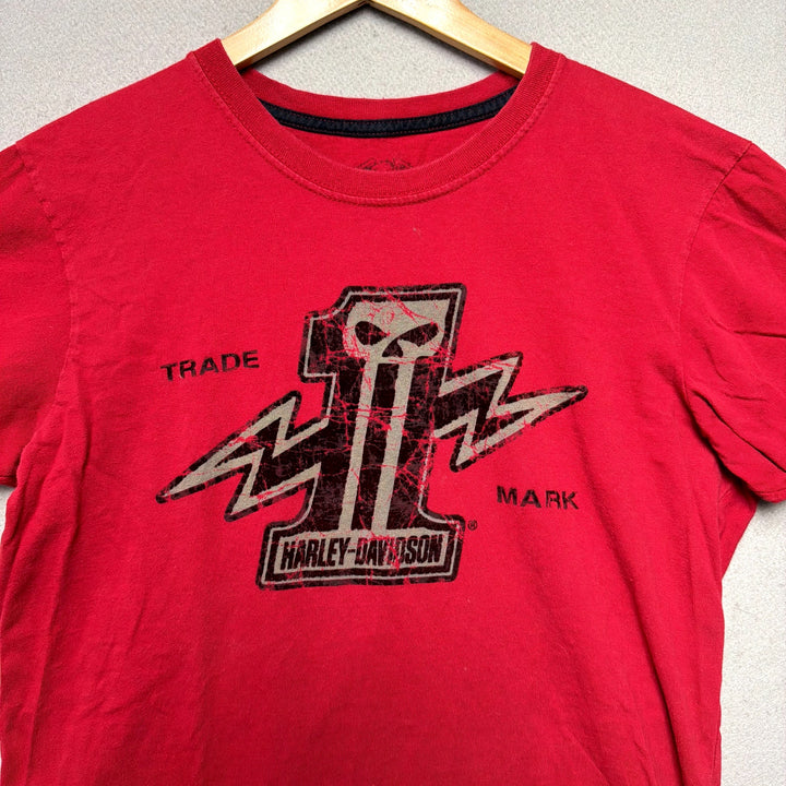 Harley Davidson Red Flocked T Shirt size Medium