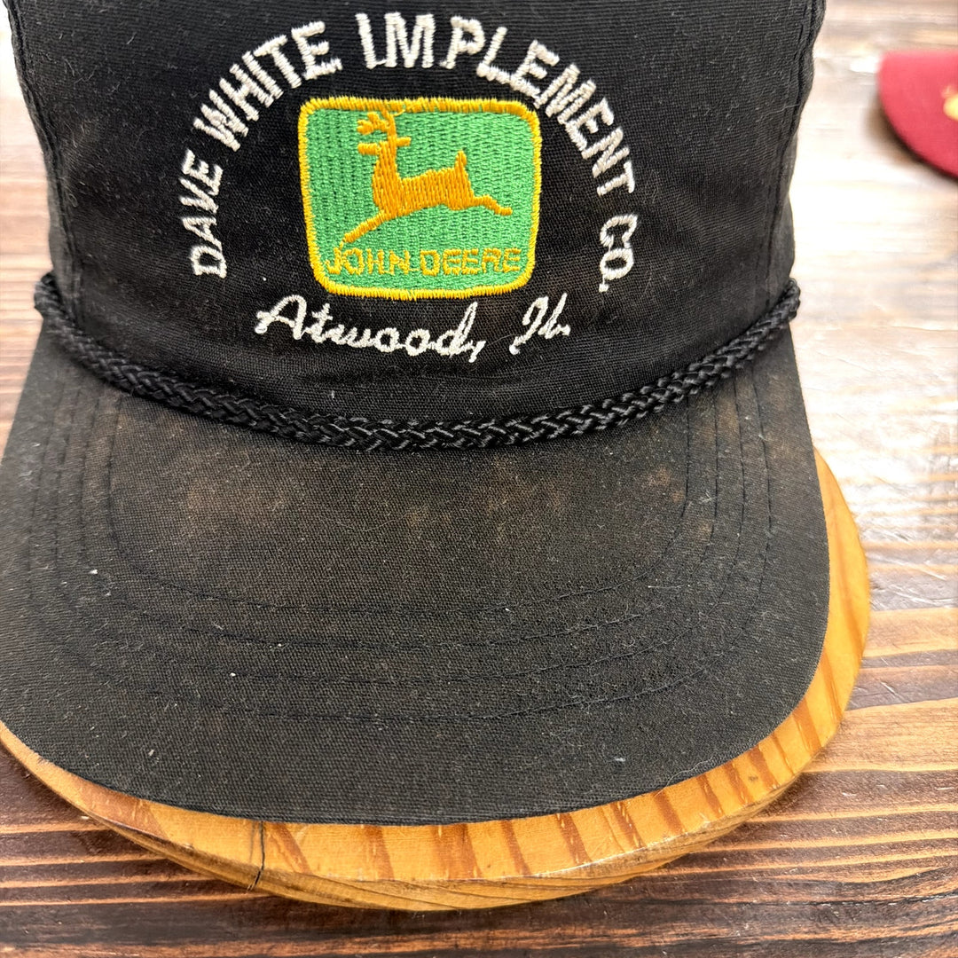 Vintage John Deere Dave White Implement Snapback Hat