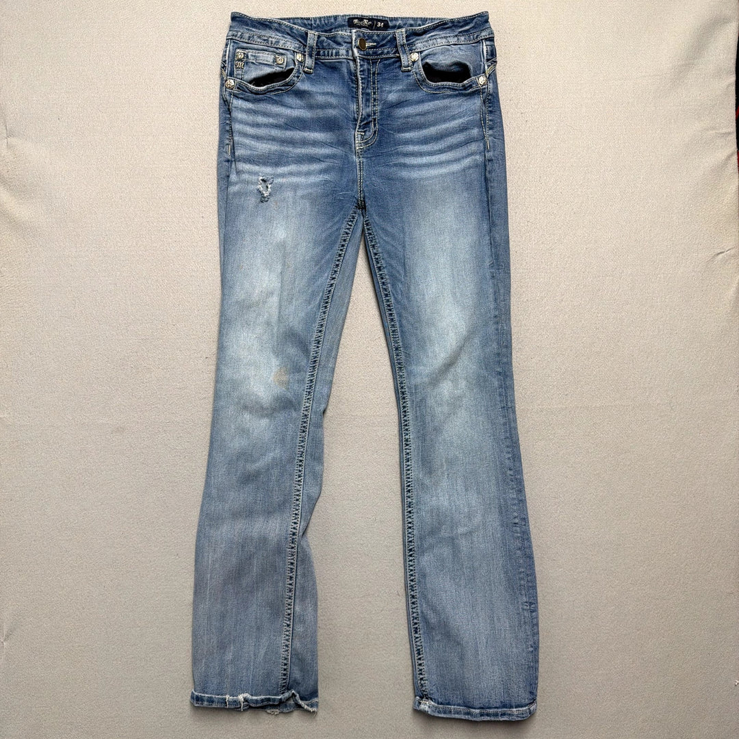 Vintage Miss Me Y2K Embroidered Pocket Jeans Size 34