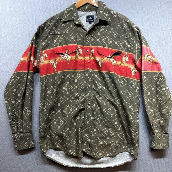Vintage Roper Rodeo Western Pearl Snap Shirt Size Medium