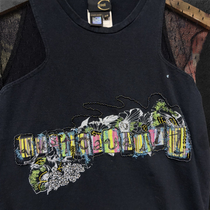 Justcavalli Lace Sleeve Tank Top Size 46