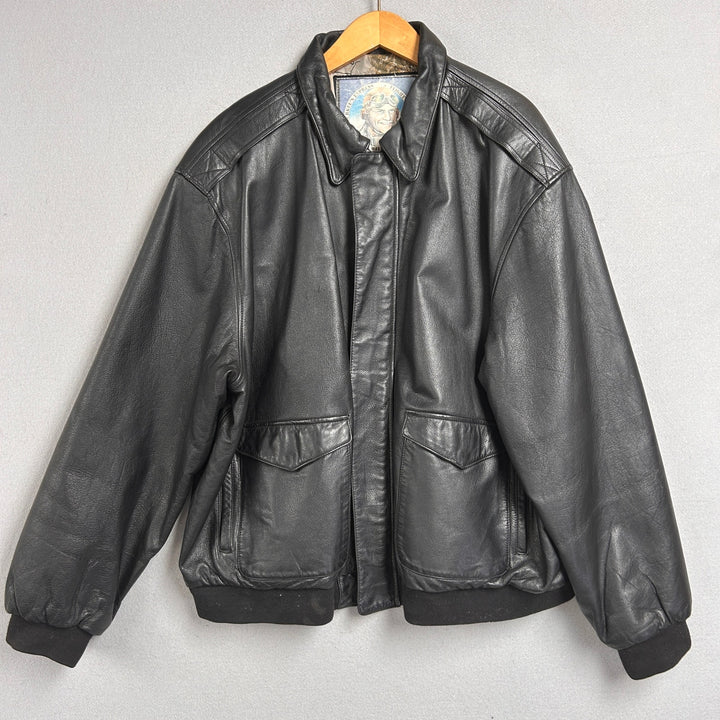 Vintage Durkee's Express A2 Leather Bomber Jacket Size XXL