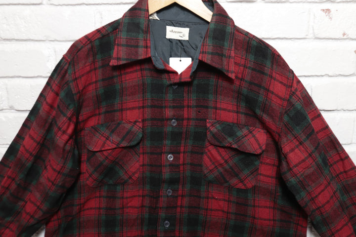 Arrow Vintage Plaid Shirt 80s Large