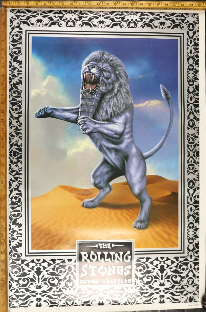 90s Vintage Rolling Stones Bridges to Babylon Poster