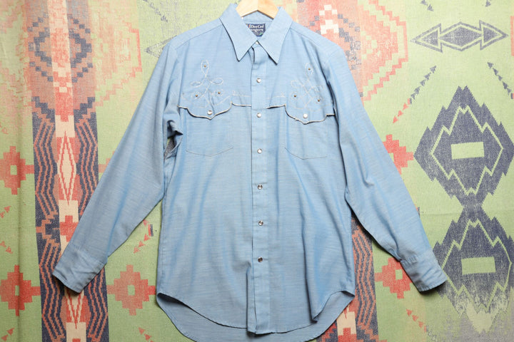 Dee Cee Vintage Blue Western Shirt Medium 90s