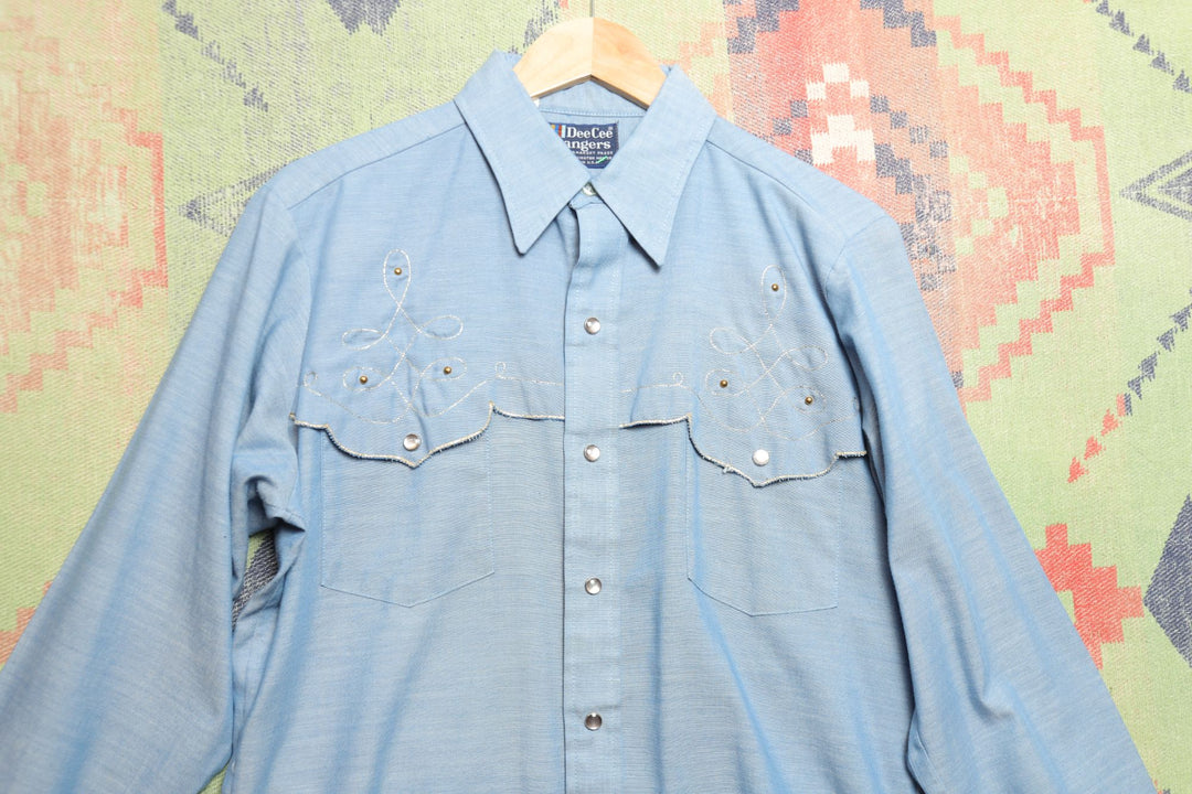 Dee Cee Vintage Blue Western Shirt Medium 90s