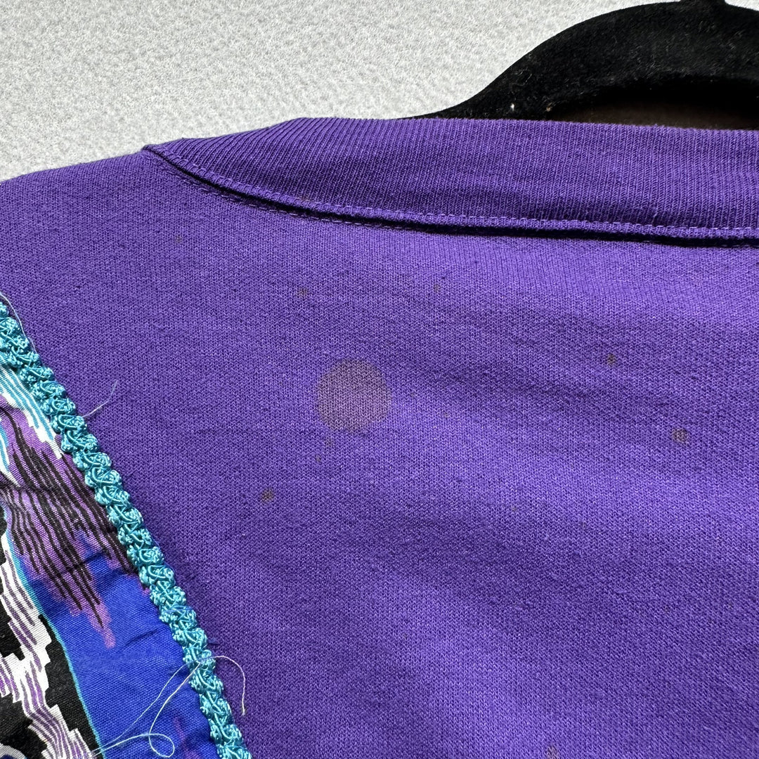 Vintage 90s Purple Western Fringe Zip Up Sweatshirt Size XL