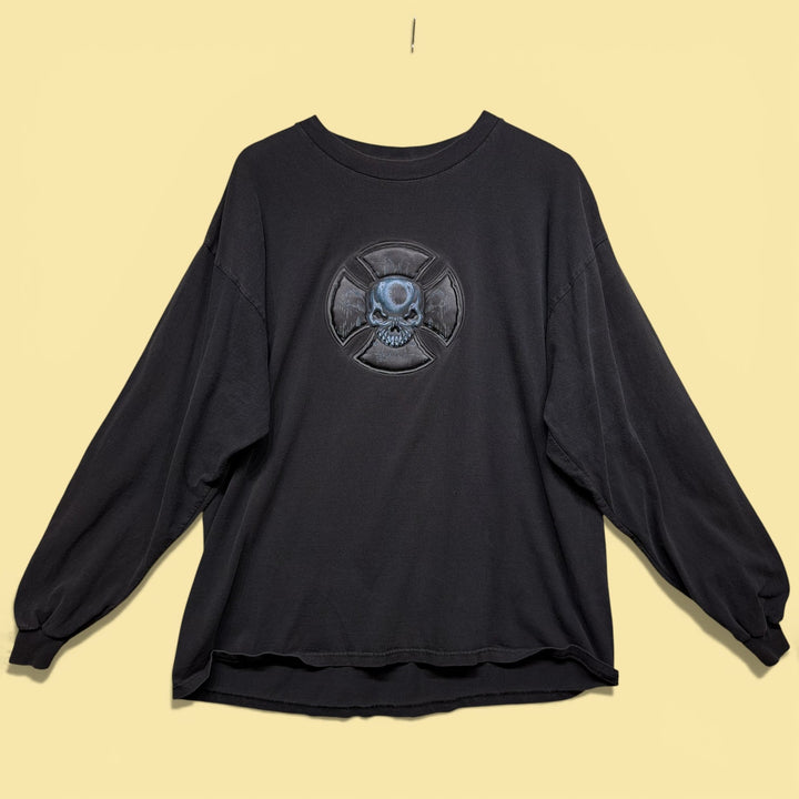 Vintage ODM Skull Cross 2000s Long Sleeve Choppers T Shirt Size XL