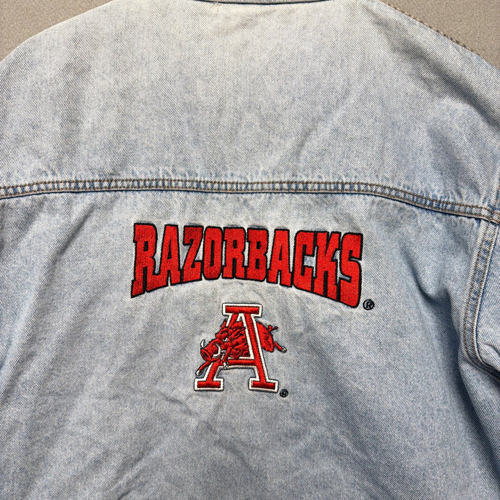 Vintage University Of Arkansas Denim Jacket Size Large