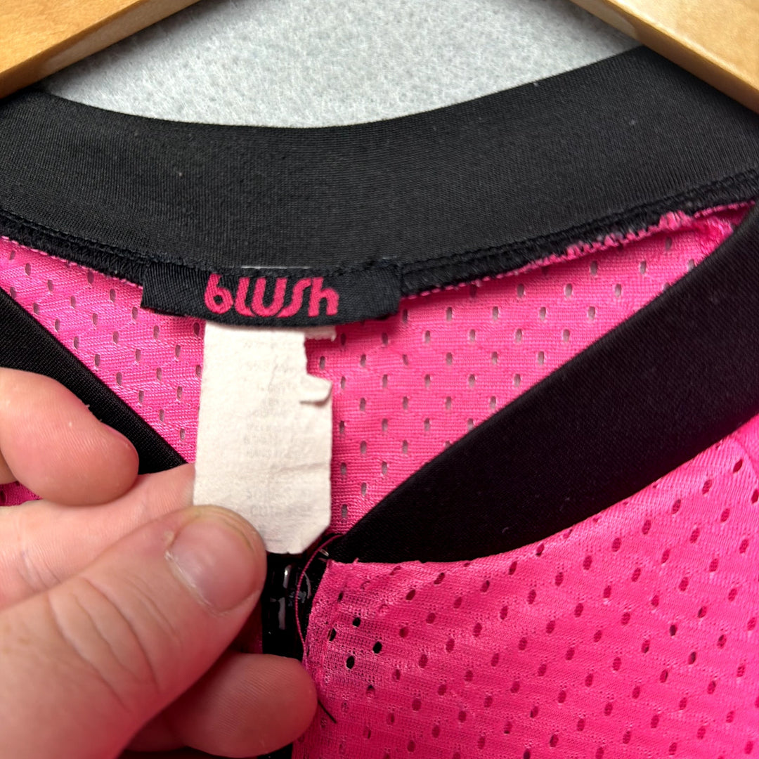 Blush Perfect 10 Y2K Hot Pink Mesh Bomber Jacket Size Medium