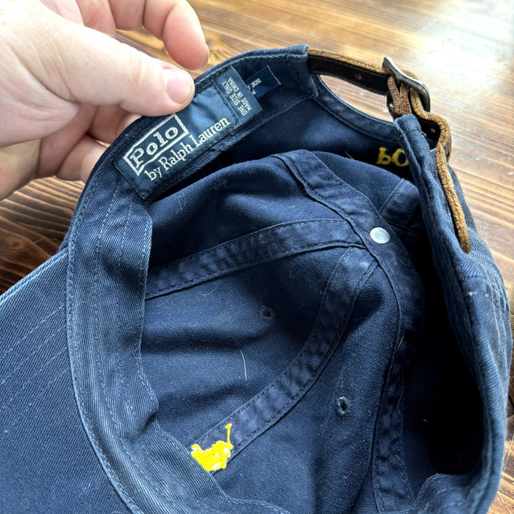 Vintage Polo Ralph Lauren Bleach Stained Leather Strap Back Hat