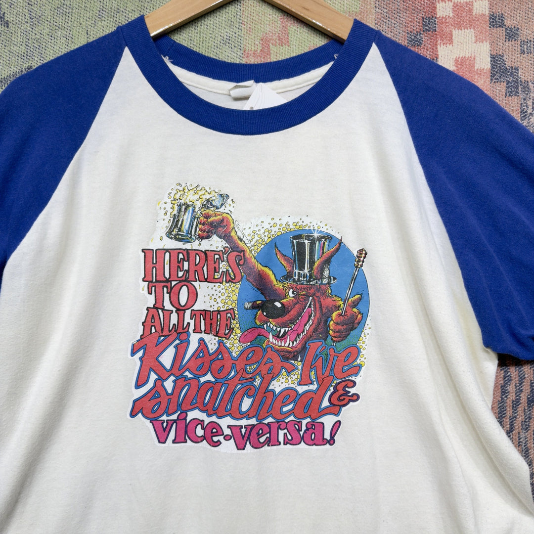 Kisses i've Snatched Vintage Funny T Shirt Size XL 70s