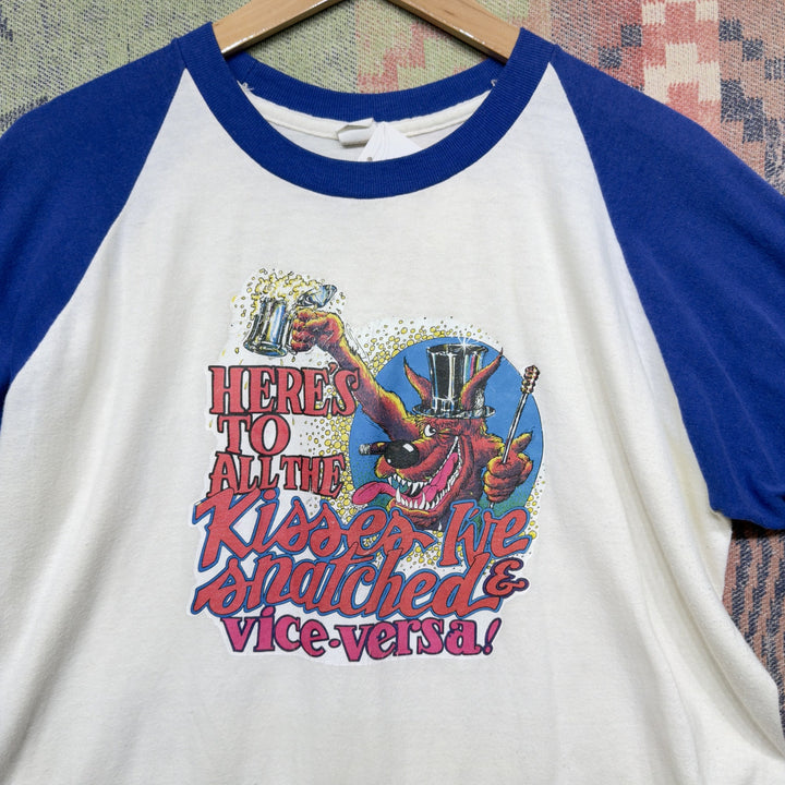 Kisses i've Snatched Vintage Funny T Shirt Size XL 70s
