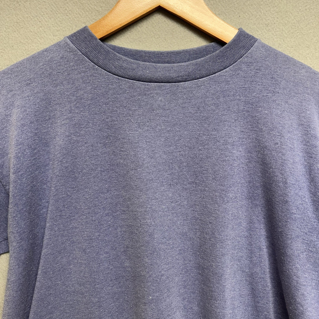 Vintage 90s Faded Blue Blank Crop T Shirt Size Medium