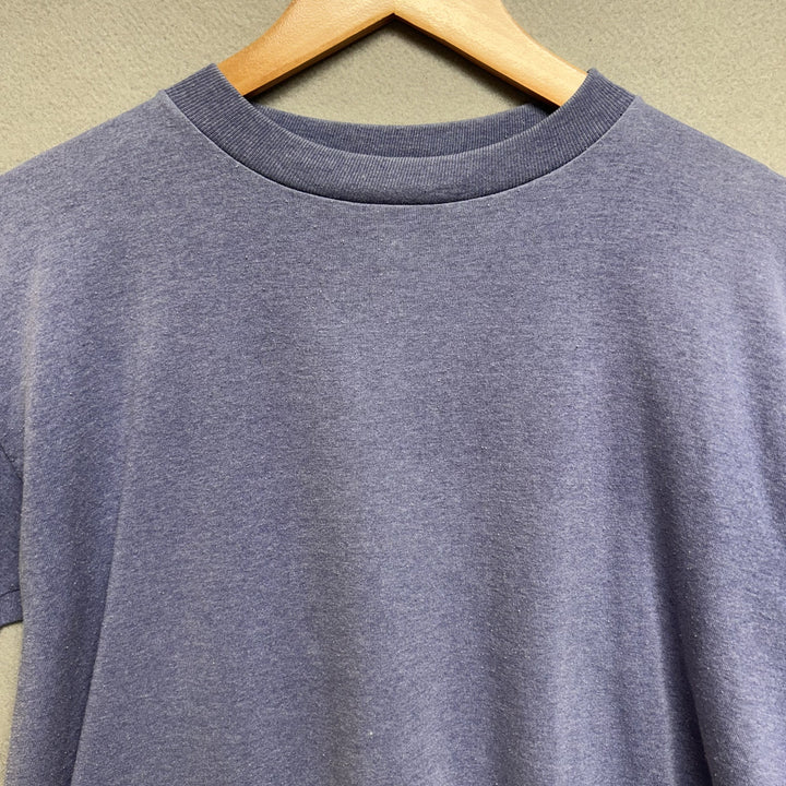 Vintage 90s Faded Blue Blank Crop T Shirt Size Medium