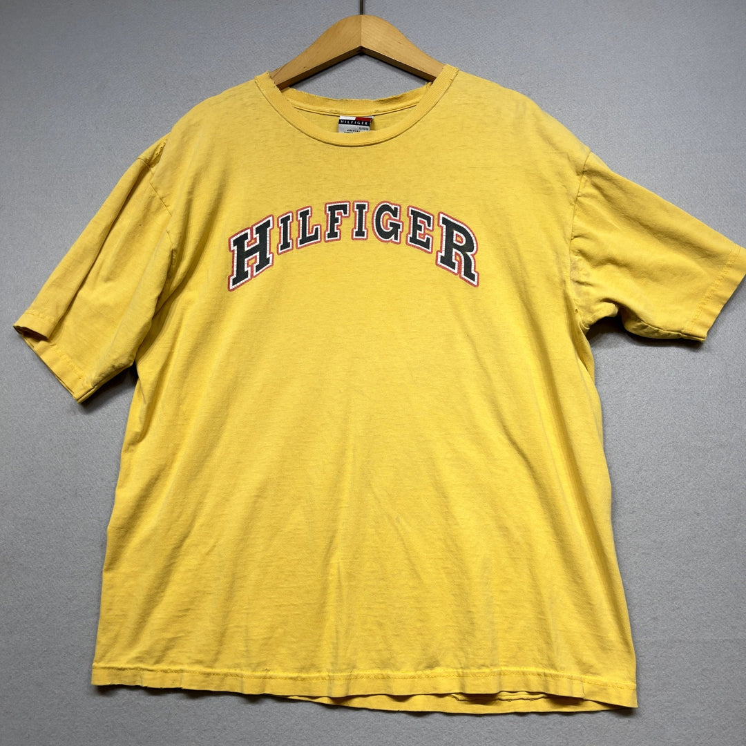 Vintage Tommy Hilfiger Distressed Yellow T Shirt size XL