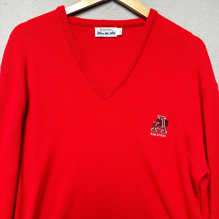 Vintage University of Arkansas V Neck Sweater Size Large