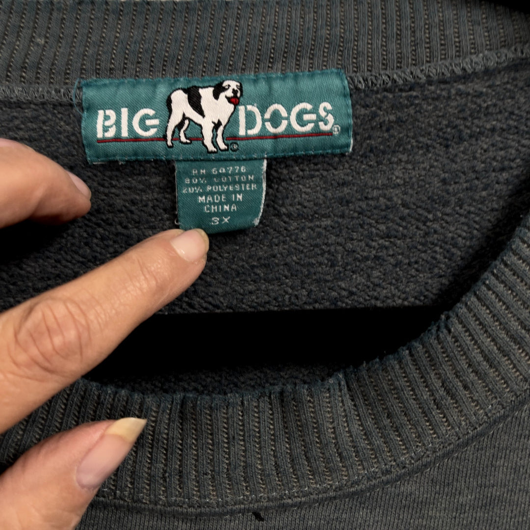 Vintage 90's Big Dog Embroidered Green Sweatshirt Size 3XL