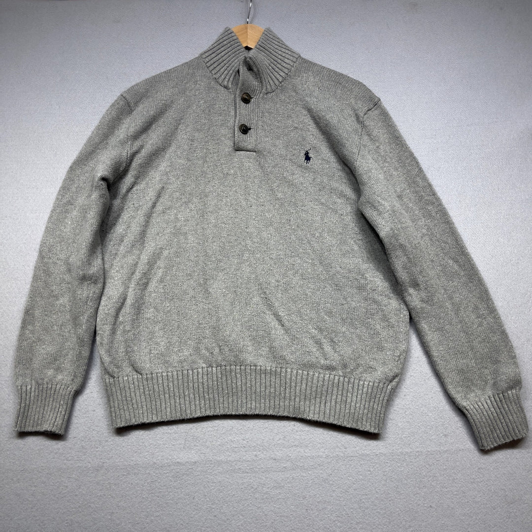 Vintage Polo Ralph Lauren Gray Cotton Sweater Size Medium