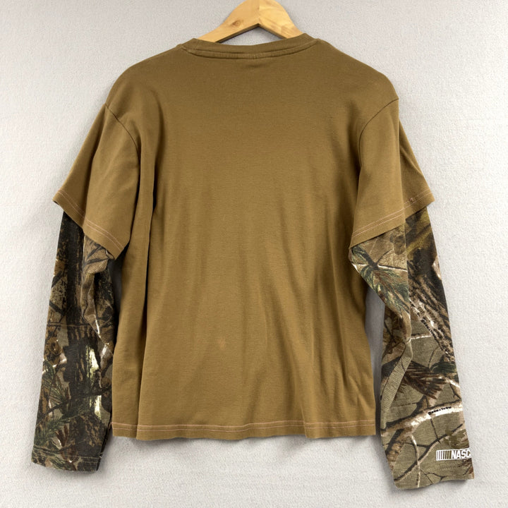 Y2k Girls Jeff Gordon Camo Brown Long Sleeve NASCAR Shirt XL